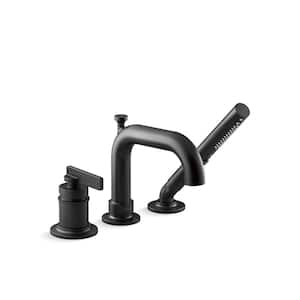 Castia By Studio McGee Single Handle Deck-Mount Bath Faucet with Handshower in Matte Black