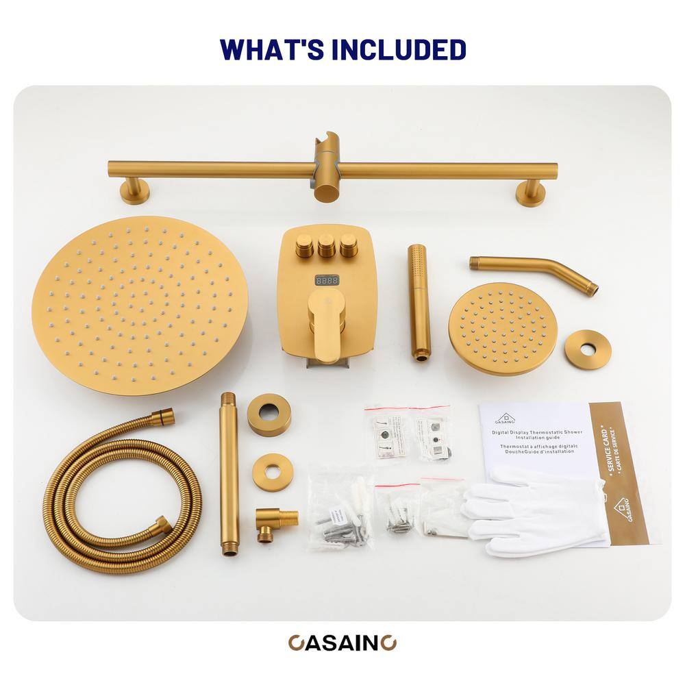 Brushed Gold Dual Showerhead System with Digital Display