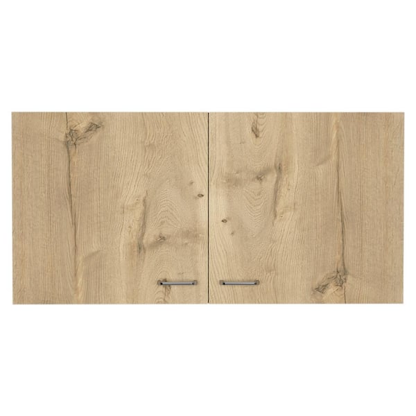 39.3 in. W x 12.6 in. D x 19.3 in. H Wall Kitchen Cabinet with 2 Shelves and Double Door in Light Oak