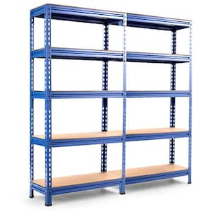 Blue 5-Tier Metal Storage Shelves 60 in. Adjustable Shelves (2-Pieces)