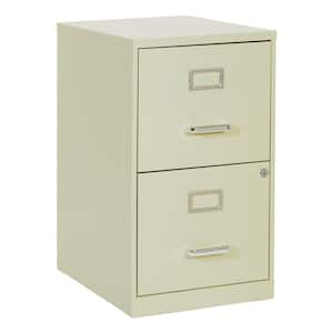 2 Drawer Tan Metal 14.25 in. Locking Vertical File Cabinet