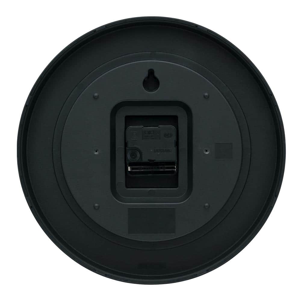 11.5" Black and Wood Grain Quartz Analog Wall Clock