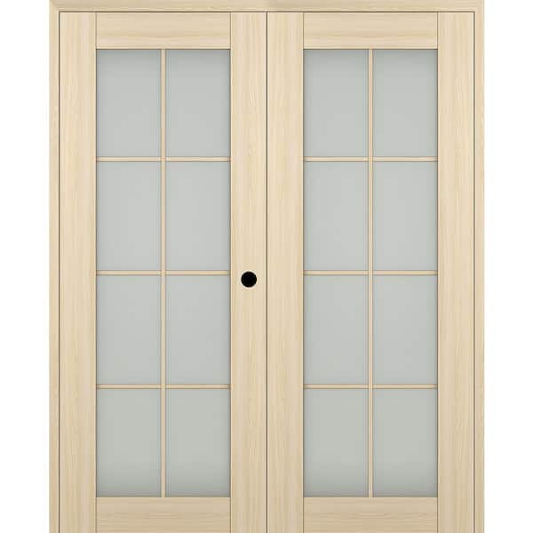 Belldinni Vona 72"x 80" Left Hand Active 8-Lite Frosted Glass Loire Ash Wood Composite Double Prehung French Door