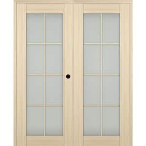 Vona 56"x 80" Left Hand Active 8-Lite Frosted Glass Loire Ash Wood Composite Double Prehung French Door