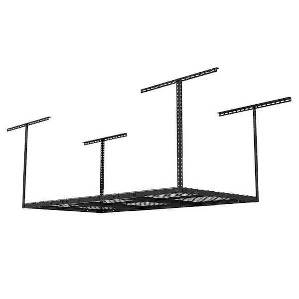 FLEXIMOUNTS Adjustable Height Overhead Ceiling Mount Garage Rack in Black (72 in. W x 36 in. D)
