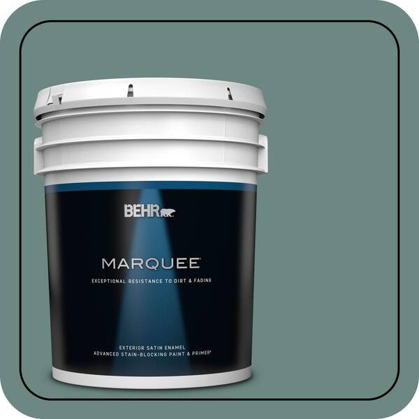 BEHR MARQUEE 5 gal. #480F-5 Marsh Creek Satin Enamel Exterior Paint & Primer