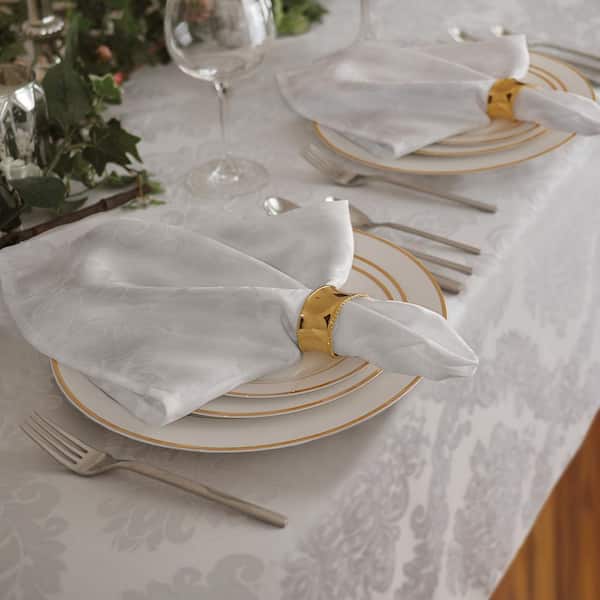 Barcelona Jacquard Damask Napkin, Set of 4, White - 17"W x 17"L