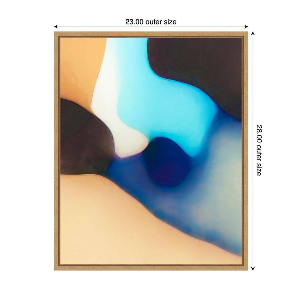Interlocking Colors VIII Blue and Beige Abstract Canvas Art with Maple Frame
