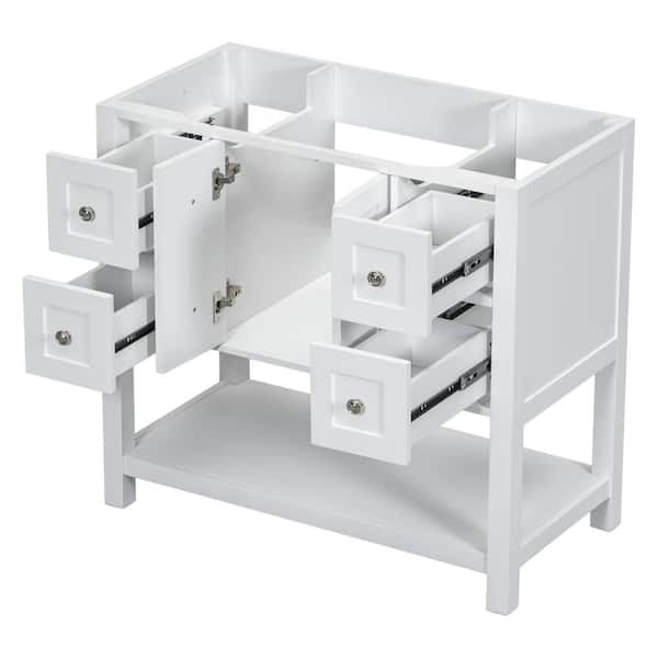 COWLOWN 35.6 in. W x 17.9 in. D x 33 in. H Bathroom White Linen Cabinet