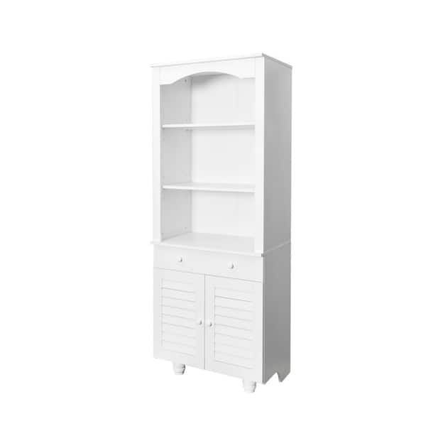 Unbranded 27.17 in. W x 17.52 in. D x 70.87 in. H Bathroom White Linen Cabinet
