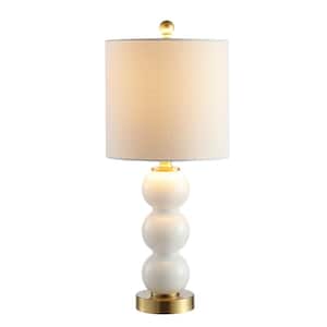 February 21 in. White/Brass Gold Glass/Metal LED Table Lamp