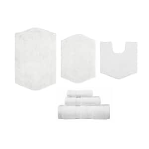 Waterford Collection White Cotton 6-Piece Bath Rug and Towel Set