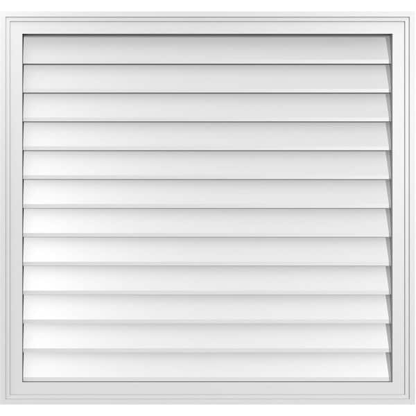 Ekena Millwork 38" x 36" Rectangular White PVC Paintable Gable Louver Vent Non-Functional