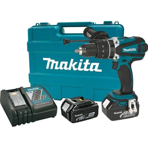 Makita 18-Volt LXT Lithium-Ion 1/2 in. Cordless Hammer Driver/Drill Kit with (2) Batteries (4.0Ah), Charger and Hard Case