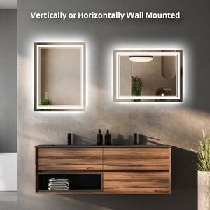 Front Light and Backlit Mirror 32 in. W x 24 in. H Rectangular Frameless Anti-Fog Lighted Wall Bathroom Vanity Mirror