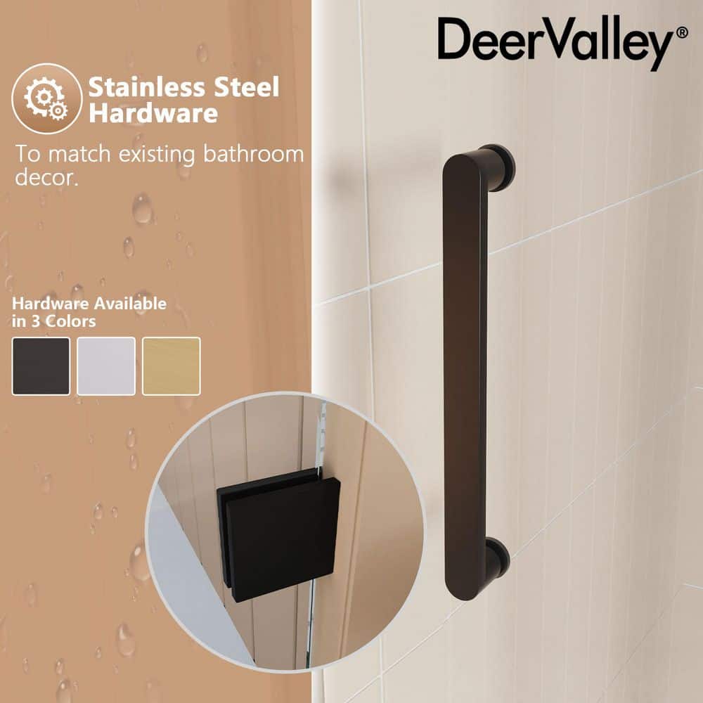 Concord Black Frameless Sliding Shower Door with Tempered Glass