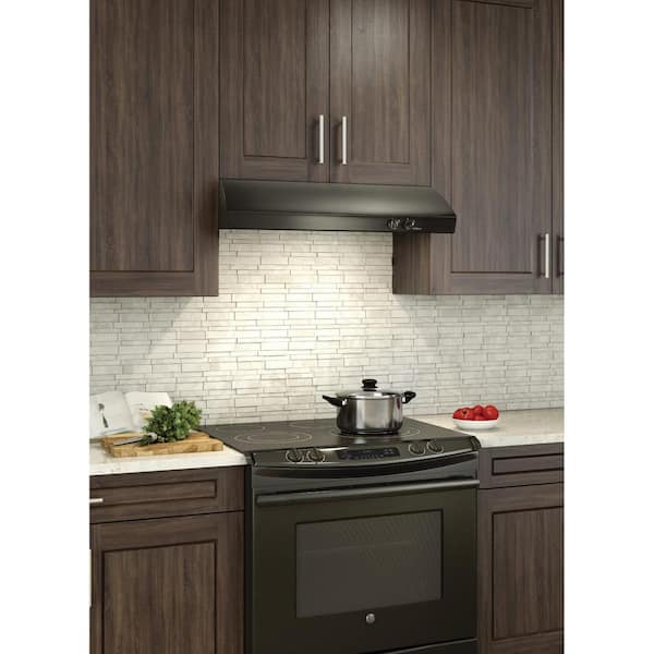 Broan Under Cabinet Range Hood ADA Capable Kitchen 30 In Black Ducted with Light 