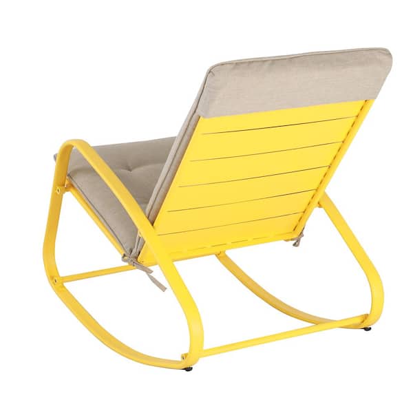 Yellow Outdoor Rocking Chair With Beige Cushions Tp Oc 019 The Home Depot Yellow Outdoor Rocking Chair With Beige, Yellow Outdoor Cushions For Rocking Chairs
