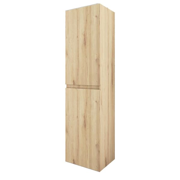 16 in. W x 12 in. D x 59 in. H Bathroom Storage Wall Cabinet in Oak