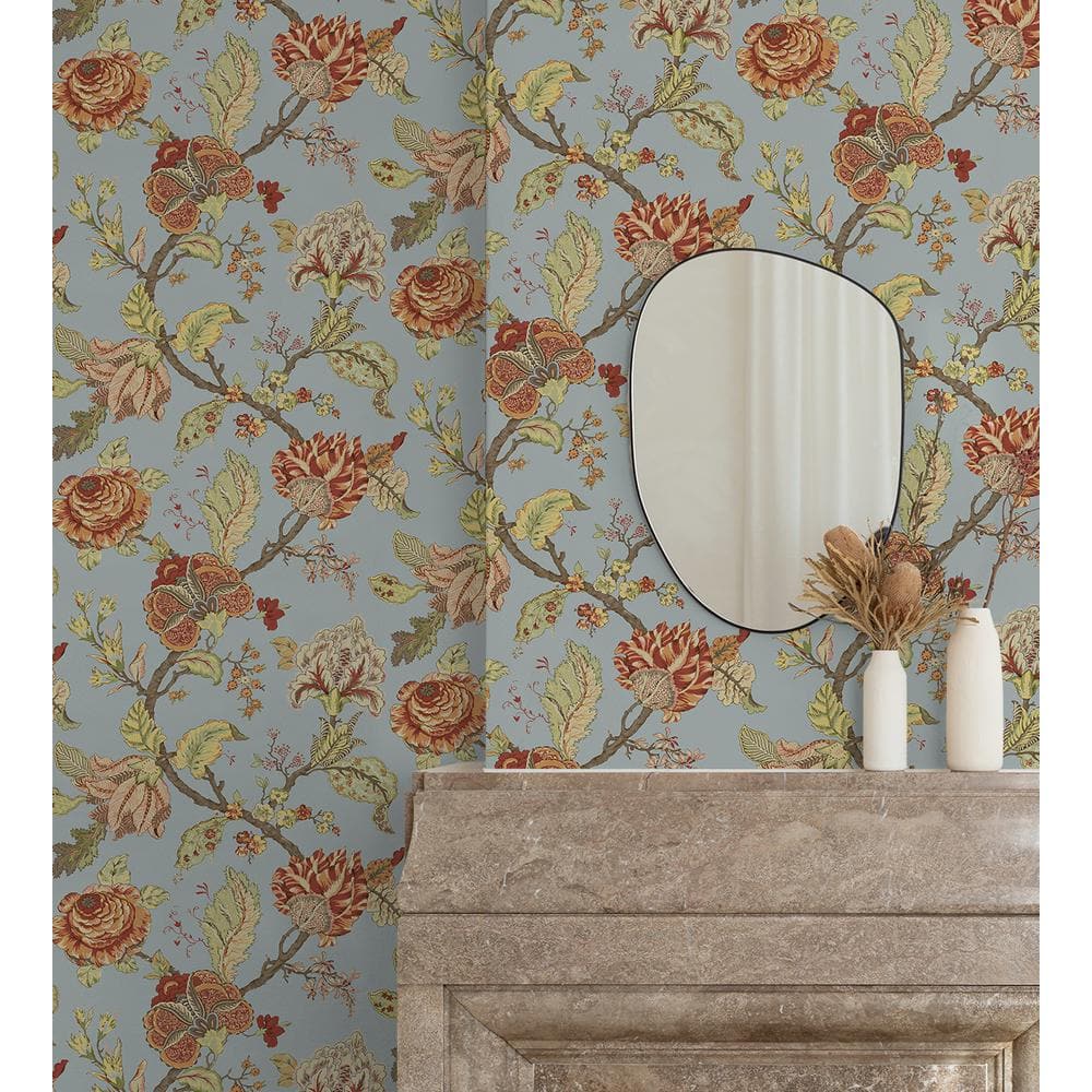 Blue Dusk Floral Vinyl Self-Adhesive Peel and Stick Wallpaper