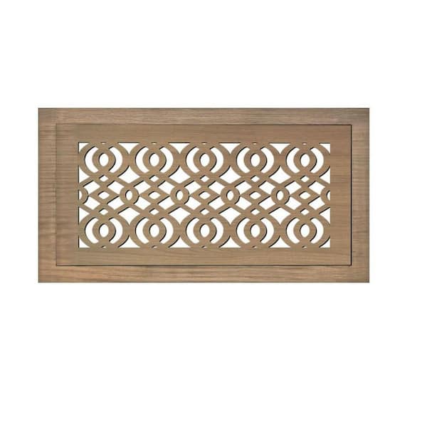 STELLAR Duct Opening Size 4 x 12-Overall Size 7 x 15 Arabic Design Hardwood Floor Register Flush Mount with Installation Box
