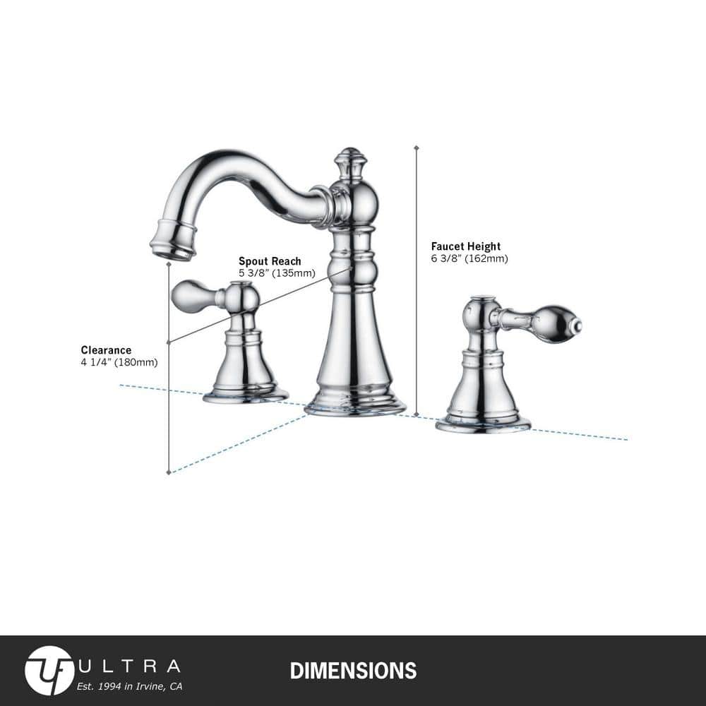 Polished Chrome Traditional Widespread Bathroom Faucet