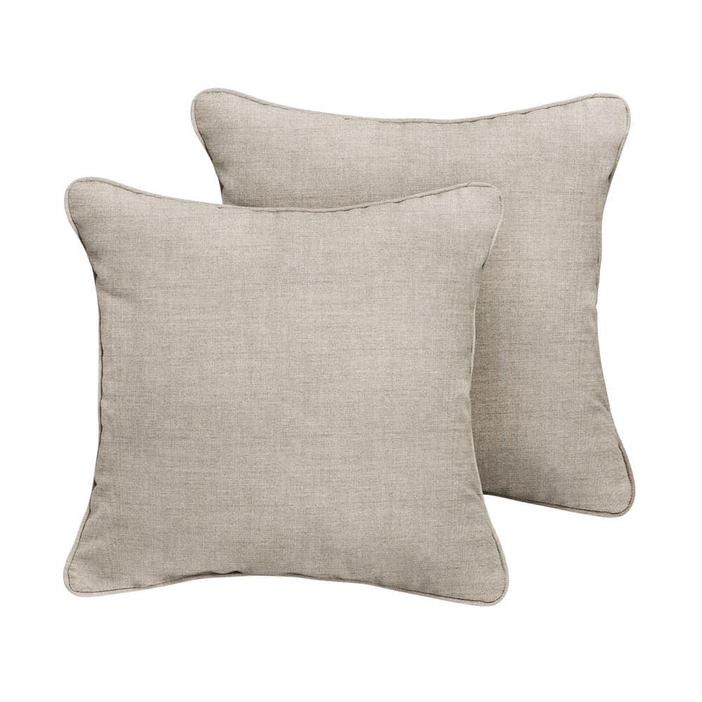 Sunbrella Canvas Granite Outdoor Corded Throw Pillows (2-Pack)