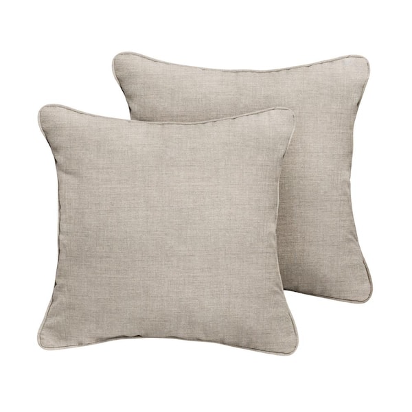 SORRA HOME Sunbrella Canvas Granite Outdoor Corded Throw Pillows (2-Pack)