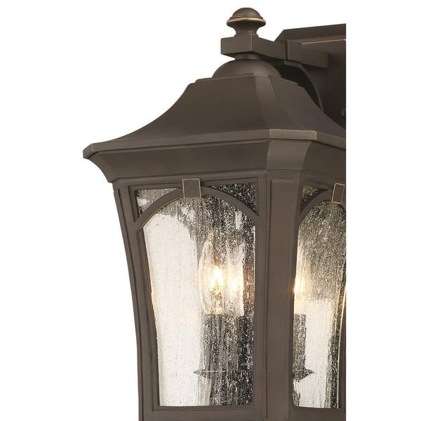 the great outdoors by Minka Lavery - Solida 3-Light Oil Rubbed Bronze with Gold Highlights Outdoor Wall Lantern Sconce with Clear Seeded Glass