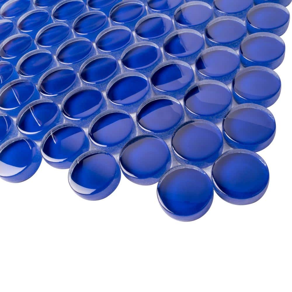 Cobalt Blue 12" x 12" Penny Round Glass Mosaic Tile