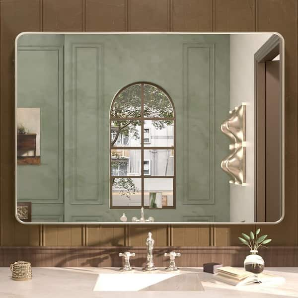 Cosy 48 in. W x 36 in. H Rectangular Framed Wall Bathroom Vanity Mirror in Brushed Nickel