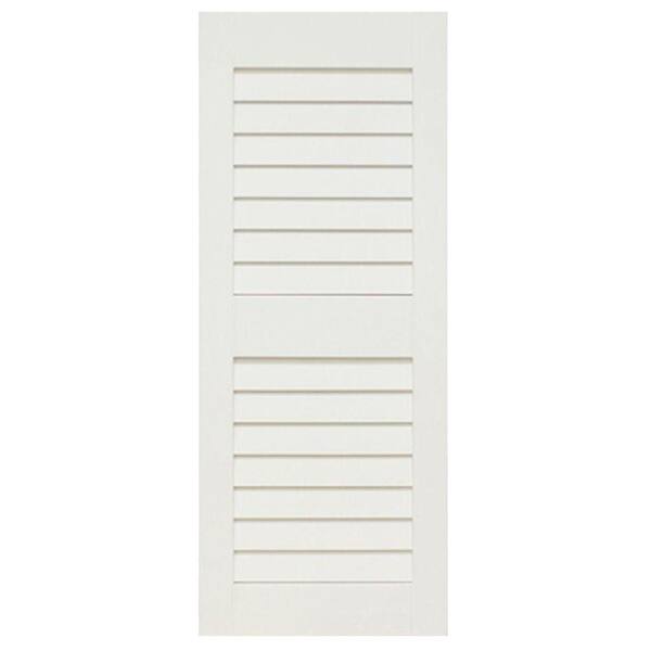 Home Fashion Technologies 14 in. x 72 in. Louver/Louver Primed Solid Wood Exterior Shutter