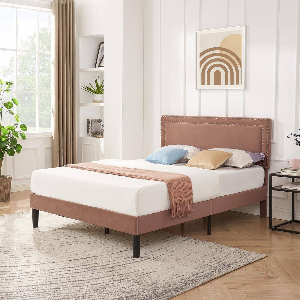 Upholstered Bed with Adjustable Headboard, No Box Spring Needed Platform Bed Frame, Bed Frame Gray Queen Bed - thumbnail 5