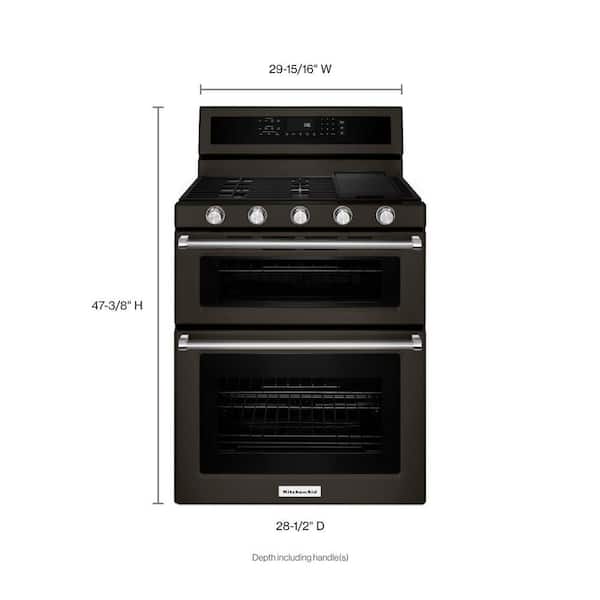 KitchenAid Double Oven Range (KFGD500EBS) - Black Stainless KitchenAid Double Oven Range (KFGD500EBS) - Black Stainless