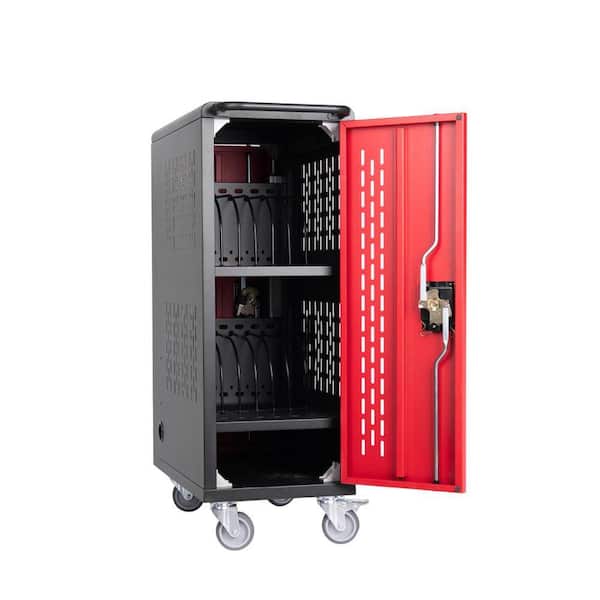 16-Device Mobile Charging Cart for Chromebooks, Tablets and Laptops with Power Strip, Lockable and Assembly Required