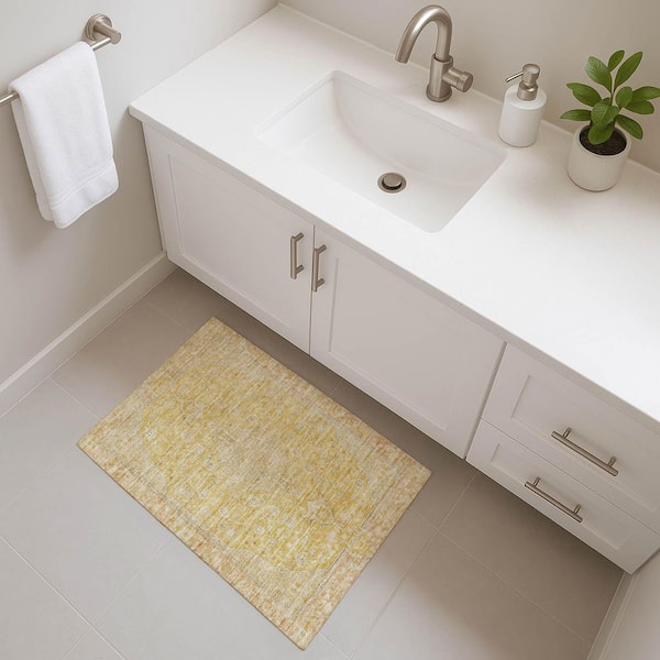 Mayfield Premium Machine Washable Abstract AMF1651 Wheat 2 ft. x 3 ft. Area Rug