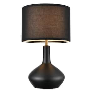 Kurvena 21.6 in. Black Table Lamp with Fabric Shade