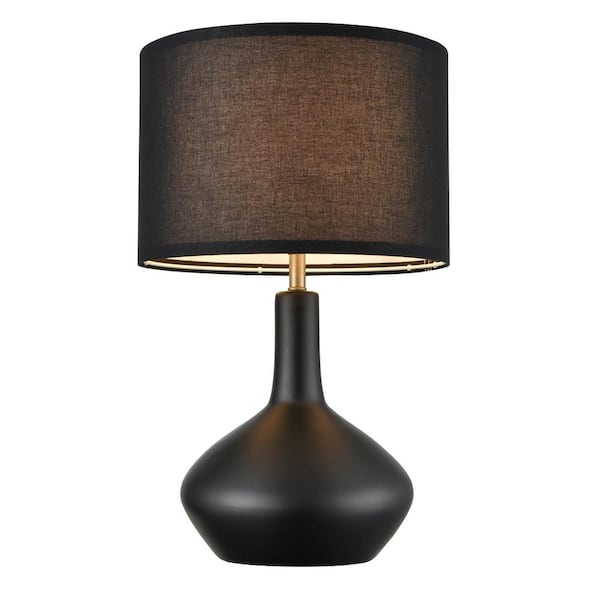 Light Society Kurvena 21.6 in. Black Table Lamp with Fabric Shade