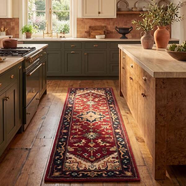 Heritage Red 2 ft. x 8 ft. Border Floral Medallion Runner Rug