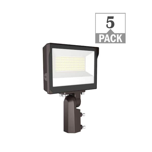 ETI LIGHTING 400-Watt Equivalent 10500-16800 Lumens Bronze Integrated LED Flood Light Adjustable and CCT with Photocell (5-Pack)
