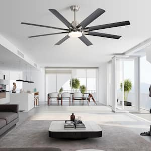 66 in. LED Indoor/Outdoor Brushed Nickel Smart Ceiling Fan with Remoteand App Control