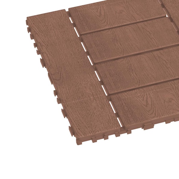 Amucolo 12 in. x 12 in. Waterproof Plastic Interlocking Deck Tiles in Brown for Poolside Balcony Backyard (Set of 44 Tiles)