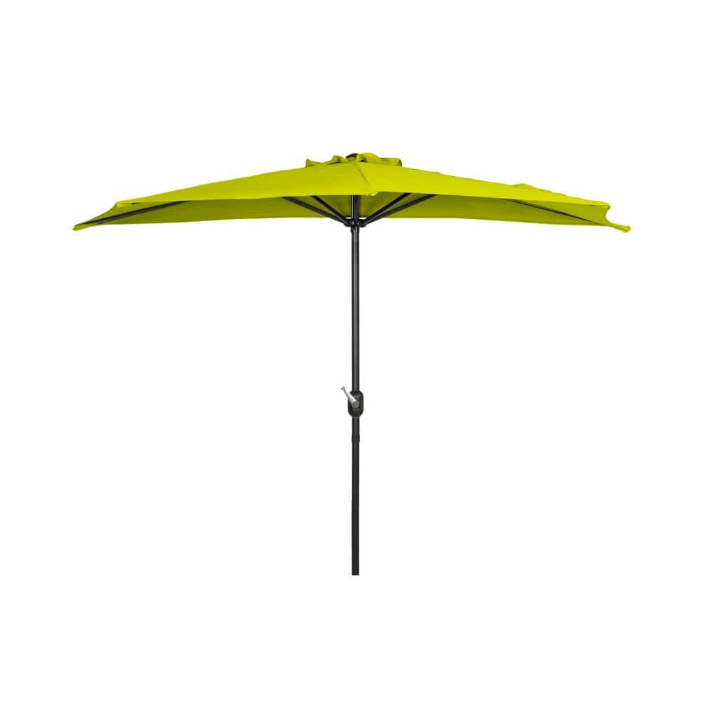 Lime Green 9 ft Half Round Patio Umbrella with Black Base