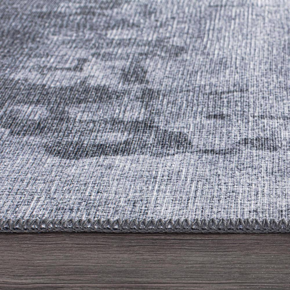 Gray Abstract Flat Woven Machine Washable Area Rug