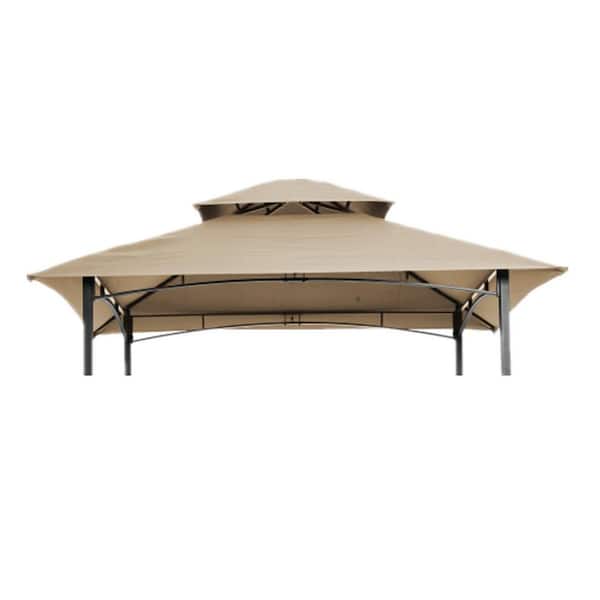 Afoxsos 8 ft. x 5 ft. Grill Gazebo Replacement Canopy, Double Tiered BBQ Tent Roof Top Cover, Beige