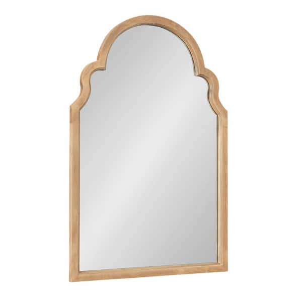 Kate and Laurel Hogan Natural 24 in. W x 36 in. H Arch Wood Framed Mirror