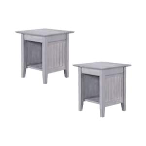 Nantucket 20 in. Wide Gray Square Driftwood Solid Hardwood End Table Set of 2