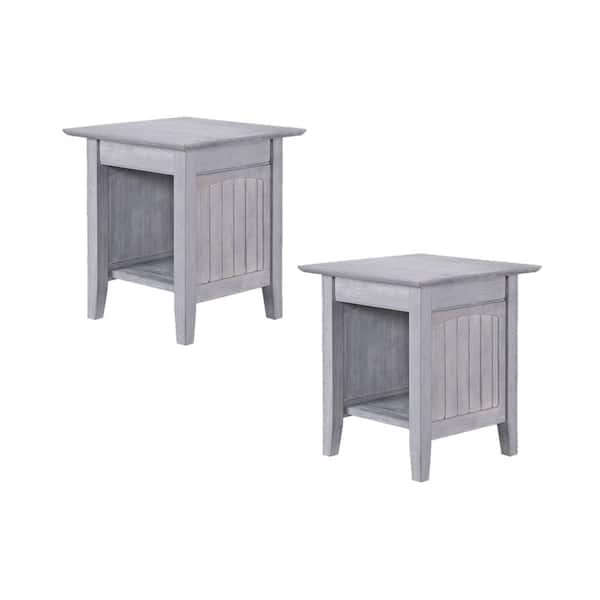 AFI Nantucket 20 in. Wide Gray Square Driftwood Solid Hardwood End Table Set of 2