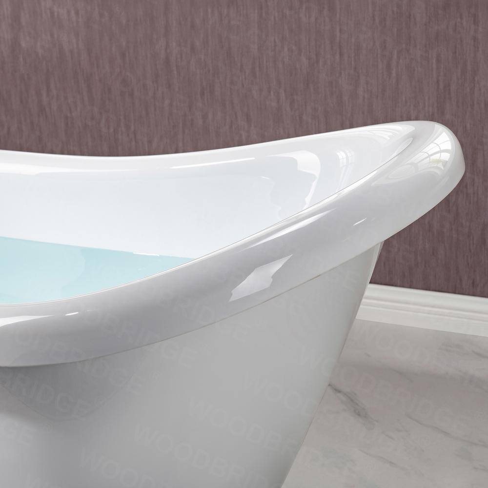 White Acrylic Slipper Clawfoot Bathtub with Matte Black Trim