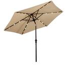 9 ft. Steel Market Solar Tilt Patio Umbrella with Crank and LED Lights in Orange